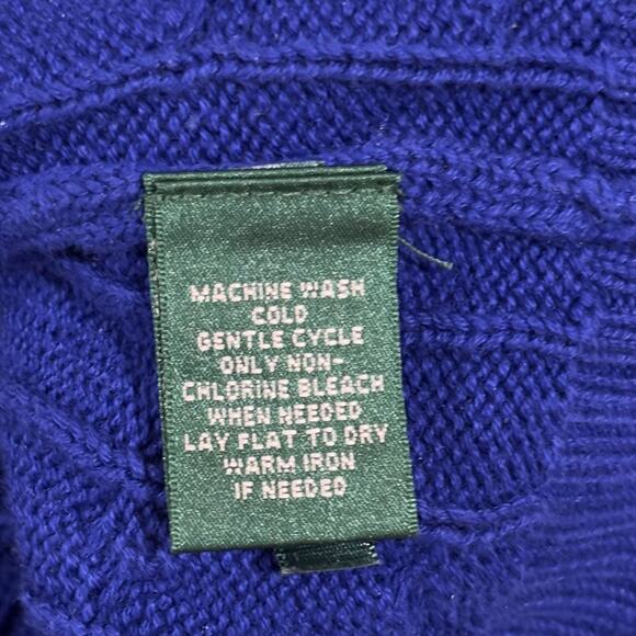 Ralph Lauren Women's Size L Blue Cable Knit Full Zip Cardigan Sweater Classic - Picture 7 of 8